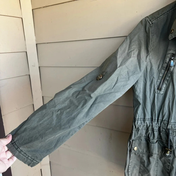 Levis Jacket Womens Medium Gray Field Utility Hooded Full Zip Safari Minimalist - Picture 5 of 10